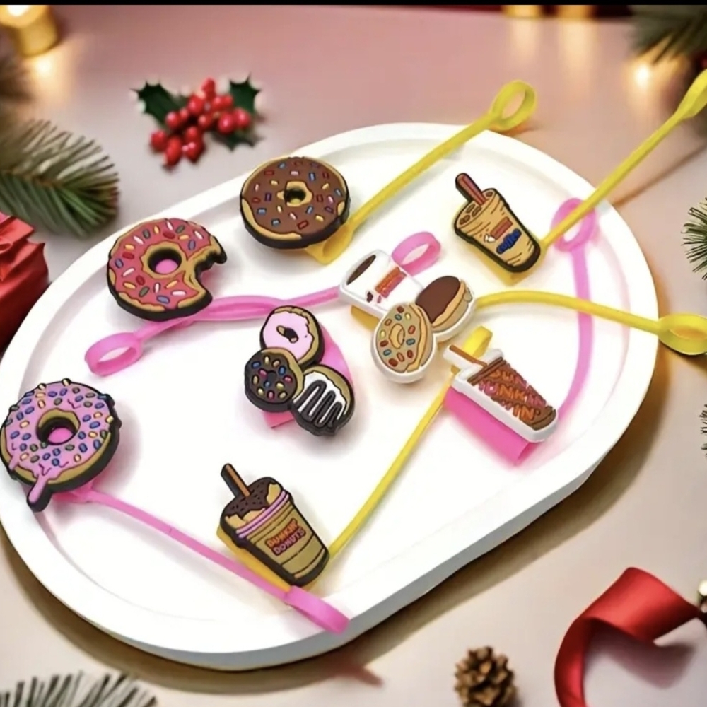 🎁🎁Dunkin Straw Covers - Pink and Yellow - Picture 4 of 4
